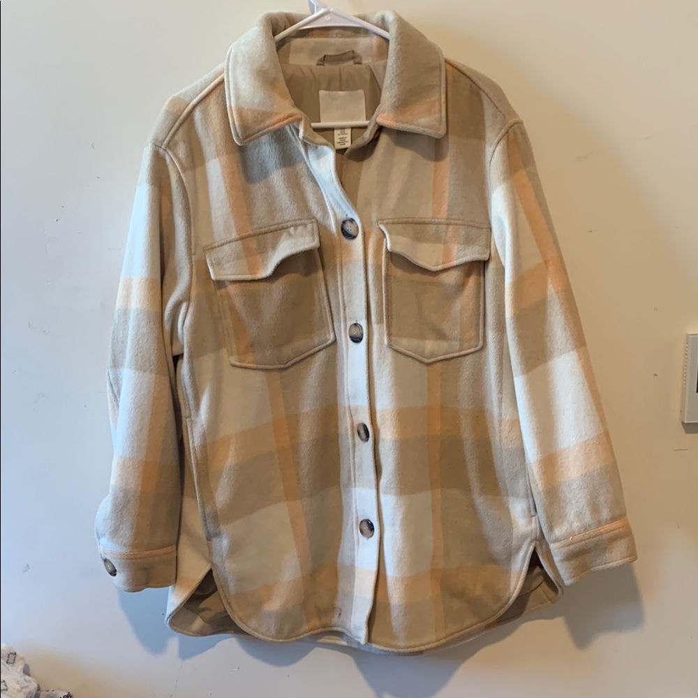 H&M Cream Tan Utility Jacket Lightweight Spring